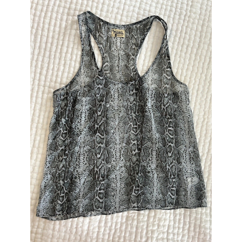 Show Me Your Mumu Womens Large Tank Gray Snakeskin Animal Sheer